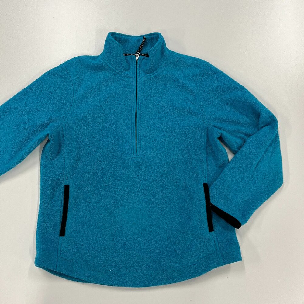 Coldwater Creek Fleece Jacket Women's Small Size 8 1/4 Zip Teal Slip Pockets - Picture 1 of 6